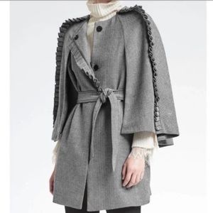Banana Republic Olivia Palermo herringbone ruffle cape coat size S